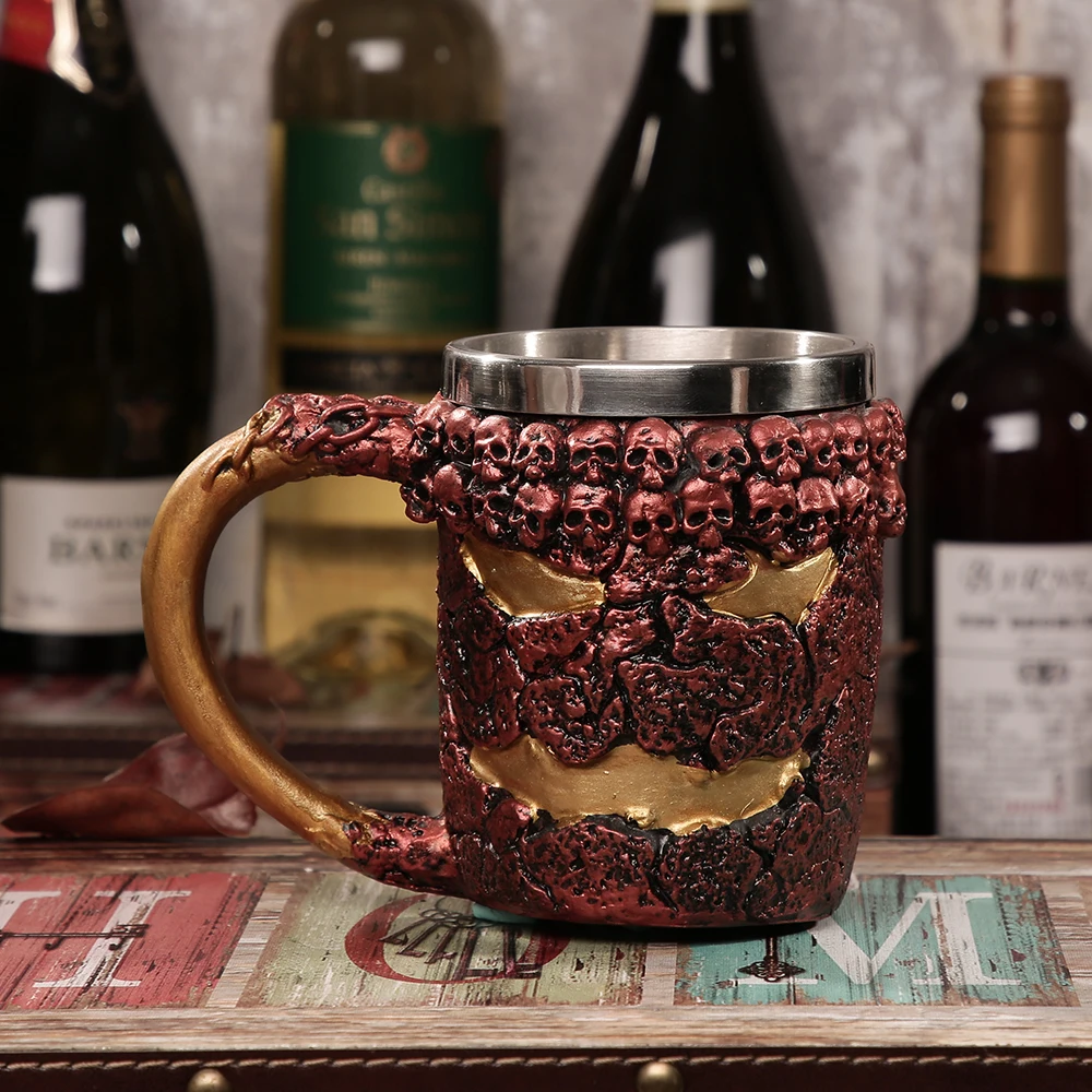 Personalized Skull mug Double Wall Coffee cup Creative Stainless Steel Knight Tankard Dragon Drinking Tea Cup Christmas gift
Personalized Skull mug Double Wall Coffee cup Creative Stainless Steel Knight Tankard Dragon Drinking Tea Cup Christmas gift