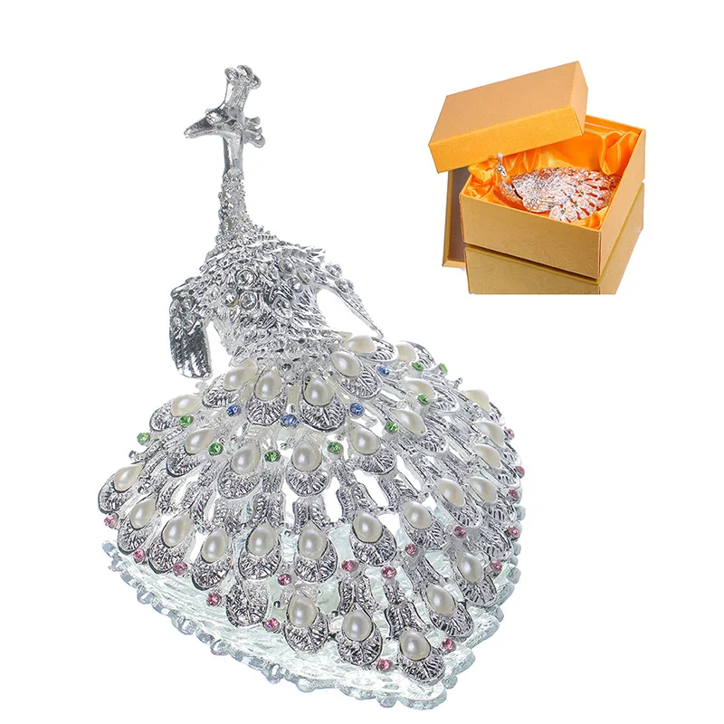 H&D Luxury Silver Peacock Rinestones Jewelry Trinket Box Ring Holder Wedding Decor Jewelry Container Gifts for Her
H&D Luxury Silver Peacock Rinestones Jewelry Trinket Box Ring Holder Wedding Decor Jewelry Container Gifts for Her