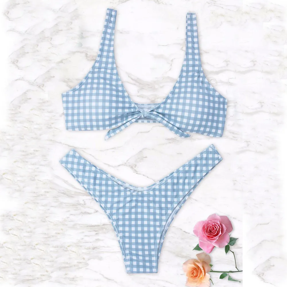 Bikinis 2019 Women Bikini Set Plaid Swimwear Bandage Biquinis Push-up Padded Bra Bathing Suit Swimsuit Femme Beachwear New
Bikinis 2019 Women Bikini Set Plaid Swimwear Bandage Biquinis Push-up Padded Bra Bathing Suit Swimsuit Femme Beachwear New