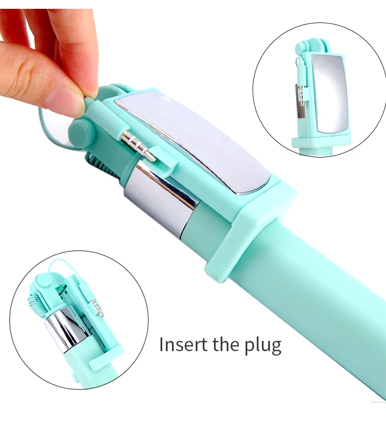 HOTR Mirror Selfie Stick Monopod Premium Quality Wired Selfie Stick Extendable for iPhone 6 Plus 5 5s 4s For Samsung S8 plus s7