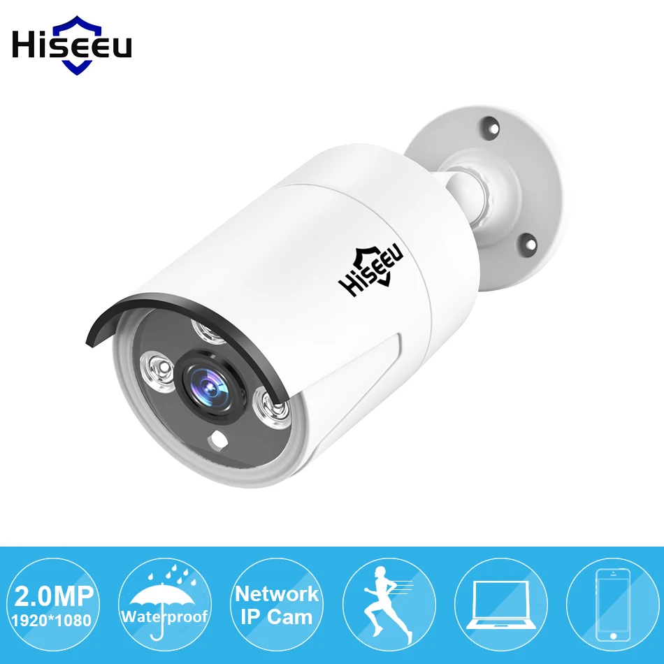 Hiseeu HD POE 1080P 2.0MP Mini Bullet WDR IP Camera ONVIF 2.0 Waterproof Outdoor IR CUT Night Vision P2P Remote IP66 HB612