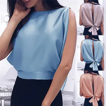 Blouses Women Sexy Bowknot Backless Shirts Sleeveless O neck Blouse Women Bandage Tops Plus Size Female
Blouses Women Sexy Bowknot Backless Shirts Sleeveless O neck Blouse Women Bandage Tops Plus Size Female
