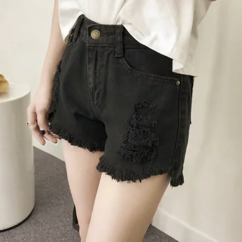 Short mujer Women Summer Black White Hole Denim Shorts Loose Personality Raw Wide Leg Denim Shorts
Short mujer Women Summer Black White Hole Denim Shorts Loose Personality Raw Wide Leg Denim Shorts