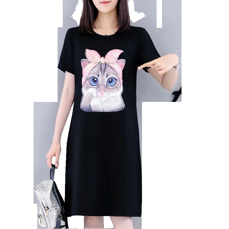 2019new 5xl Spring Summer Cotton Cartoon Print Plus Size Dress Loose Slim Short Sleeve O-neck Knee-length Cat Sequins Dress Free
2019new 5xl Spring Summer Cotton Cartoon Print Plus Size Dress Loose Slim Short Sleeve O-neck Knee-length Cat Sequins Dress Free