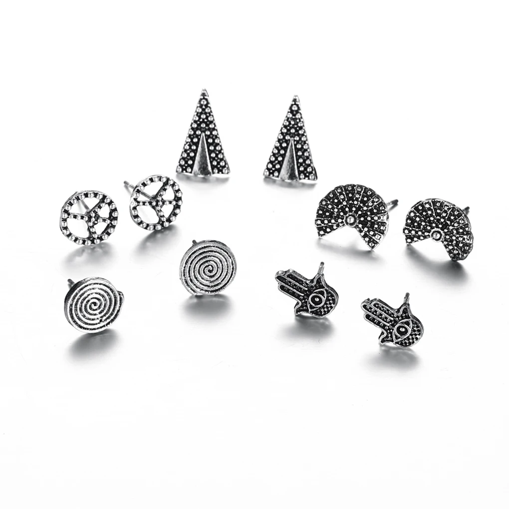 5 Pairs Retro Earrings Set Women Hand Circle Fan Round Triangular Earrings Bridal Wedding Jewelry
5 Pairs Retro Earrings Set Women Hand Circle Fan Round Triangular Earrings Bridal Wedding Jewelry
