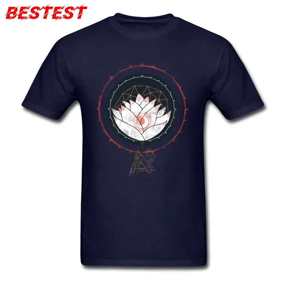 Pure Cotton Adult Short Sleeve Lotus T-shirts Summer Tops Shirts Prevalent Design O-Neck T Shirt Wholesale Lotus navy