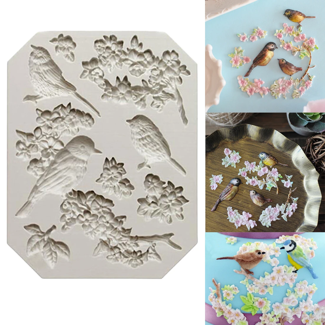 Горячая Sugarcraft силиконовая форма для птиц и цветов помадка инструменты украшения