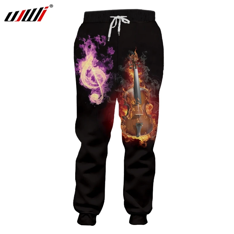

UJWI Men's Flame Guitar Sweatpants 3D Printed Purple Musical Note New Arrivals Pants Man Sports Clothing Direct Selling