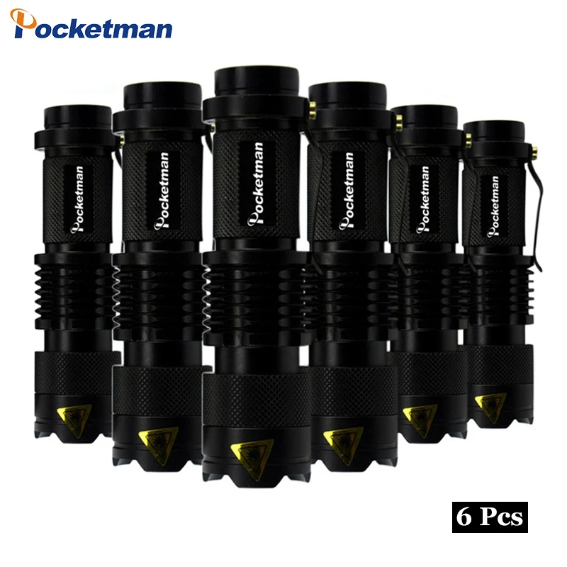 6pcs/pack Waterproof Q5 LED Flashlight High Power 2000LM Mini Spot Lamp Portable 3-Models Zoomable Camping Equipment Torch
6pcs/pack Waterproof Q5 LED Flashlight High Power 2000LM Mini Spot Lamp Portable 3-Models Zoomable Camping Equipment Torch