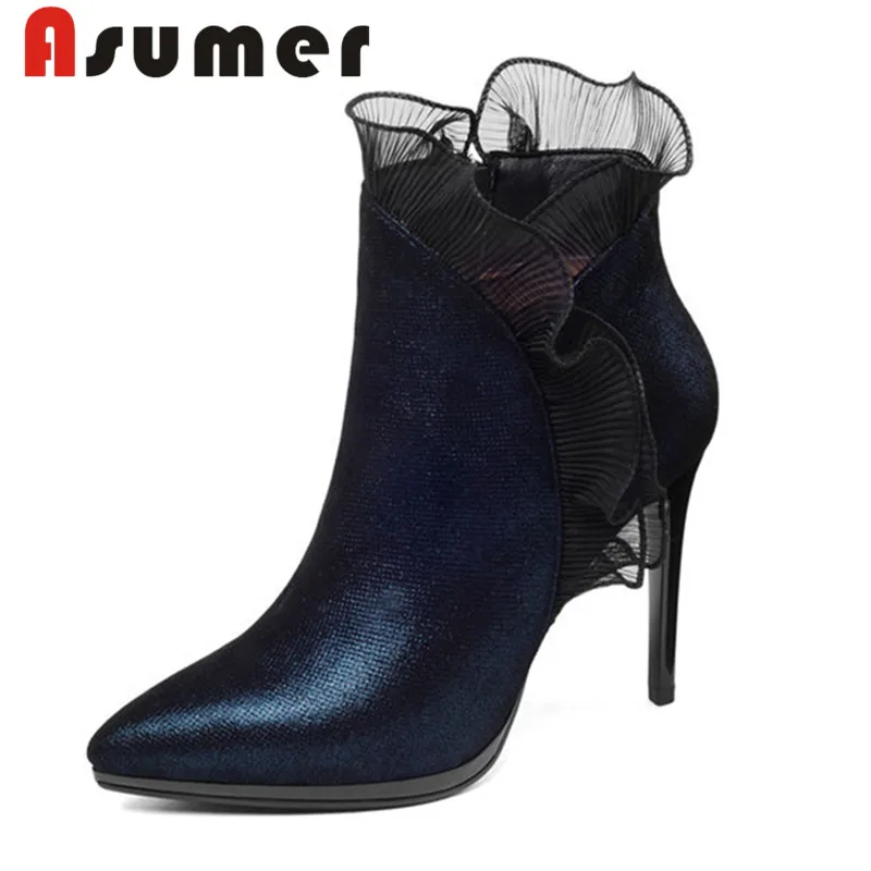 ASUMER 2020 NEW ARRIVE sexy fashion ankle boots for women thin heels zip winter boots ruffles pointed toe genuine leather boots
ASUMER 2020 NEW ARRIVE sexy fashion ankle boots for women thin heels zip winter boots ruffles pointed toe genuine leather boots