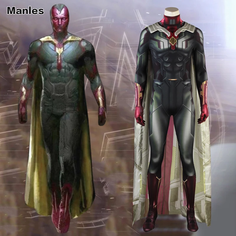Avengers Infinity War Costume Man Vision Cosplay Superhero Outfit Halloween Suit Adult 3D Shade Men Clothes Jumpsuits Cloak
Avengers Infinity War Costume Man Vision Cosplay Superhero Outfit Halloween Suit Adult 3D Shade Men Clothes Jumpsuits Cloak