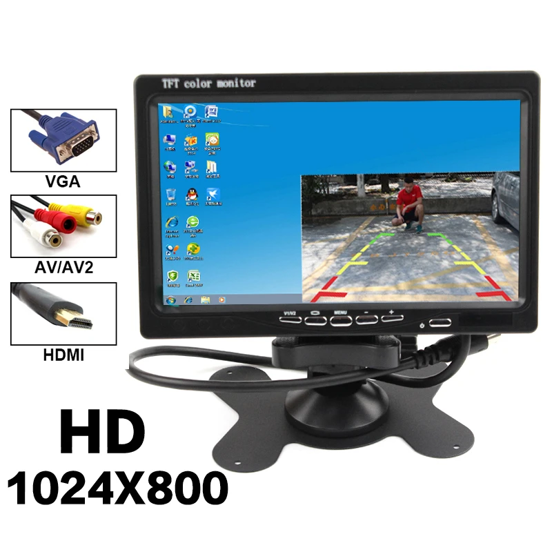 Vanxse 7"TFT LCD Monitor HDMI VGA 2CH AV Video Input for PC Computer CCTV camera Car rear view camera 1024X800
Vanxse 7"TFT LCD Monitor HDMI VGA 2CH AV Video Input for PC Computer CCTV camera Car rear view camera 1024X800