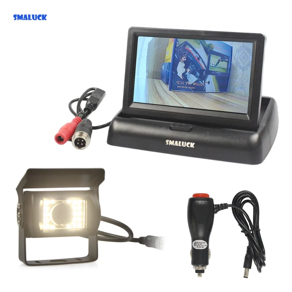 SMALUCK DC12V-24V 4.3" Reverse Rear View Car Monitor Waterproof CCD LED Night Vision Bus Truck Camera free Car Charger
SMALUCK DC12V-24V 4.3" Reverse Rear View Car Monitor Waterproof CCD LED Night Vision Bus Truck Camera free Car Charger