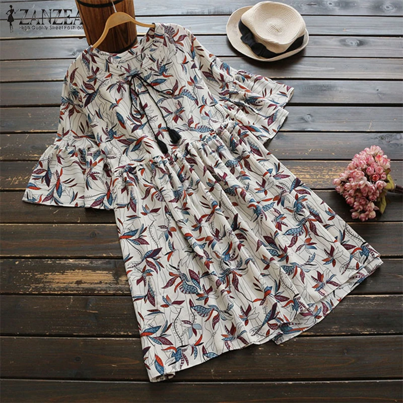 2019 Summer ZANZEA Women V-Neck Flare Sleeve Floral Printed Mini Dress Lace Up Casual Shirt Vestido Safarans Plus Size
2019 Summer ZANZEA Women V-Neck Flare Sleeve Floral Printed Mini Dress Lace Up Casual Shirt Vestido Safarans Plus Size
