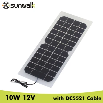 SUNWALK 2pcs Monocrystalline silicon 10W 12V Solar Panel with DC 5521 Cable Semi-flexible 830mA 12V Solar Panel Charger
SUNWALK 2pcs Monocrystalline silicon 10W 12V Solar Panel with DC 5521 Cable Semi-flexible 830mA 12V Solar Panel Charger