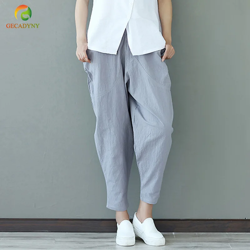 Spring Autumn Women Cotton Linen Harem Pants Elastic Waist Casual Loose Cross-Pants Elegant Large Size Basic Pantaloon Capris
Spring Autumn Women Cotton Linen Harem Pants Elastic Waist Casual Loose Cross-Pants Elegant Large Size Basic Pantaloon Capris