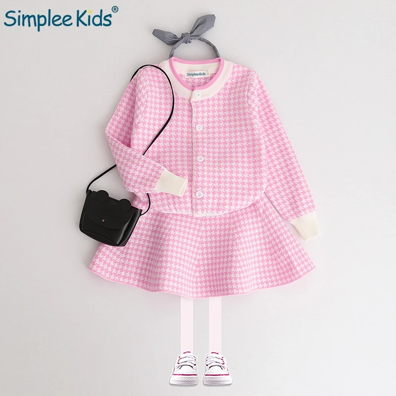 Simplee Kids Fashion plaid long sleeve girl set clothes black pink Sport style thermal sweater skirt Autumn houndstooth coat
Simplee Kids Fashion plaid long sleeve girl set clothes black pink Sport style thermal sweater skirt Autumn houndstooth coat