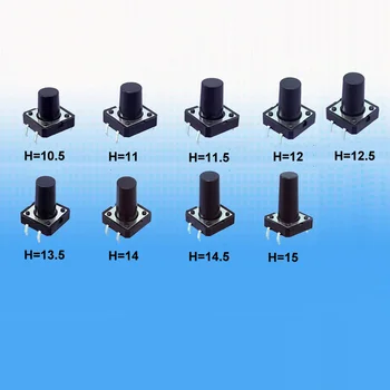 100pcs/lot 12*12*10.5/11/11.5/12/12.5/13/13.5/14/14.5/15mm 4 pin Tact Switch Push Button Switch 12x12mm Black
100pcs/lot 12*12*10.5/11/11.5/12/12.5/13/13.5/14/14.5/15mm 4 pin Tact Switch Push Button Switch 12x12mm Black