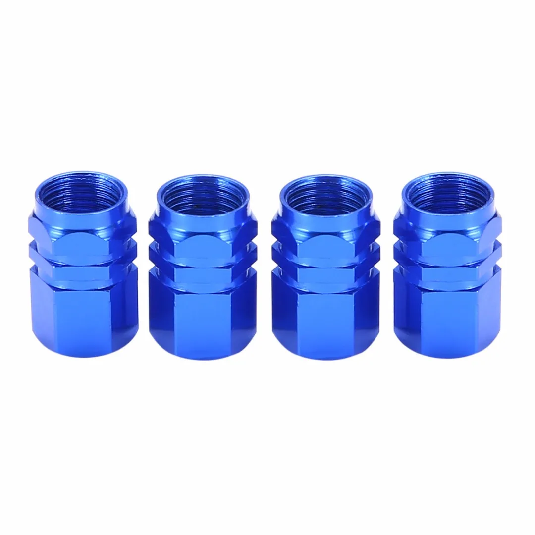 Treyues 4pcs 16x10mm Universal Aluminum Car Wheel Tire Tyre Valve Air Stem Cap Cover Blue