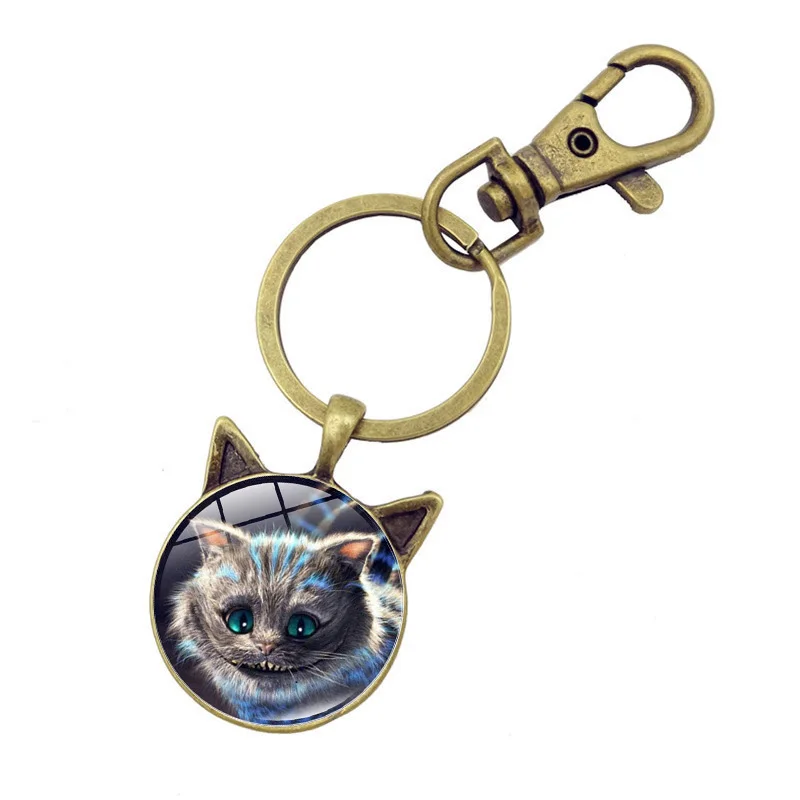 Creative Cheshire Cat Glass Round Dome Key Chain Pendant Alice In Wonderland Vintage Jewelry Antique Bronze Key Ring Chain
Creative Cheshire Cat Glass Round Dome Key Chain Pendant Alice In Wonderland Vintage Jewelry Antique Bronze Key Ring Chain