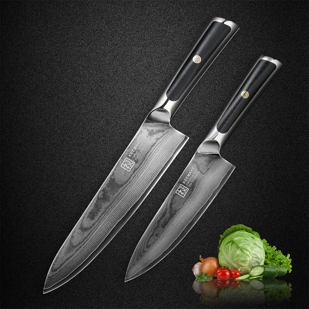 KEEMAKE Damascus Knives 8'' / 6.5" Chef Knife Japanese VG10 Core Blade Kitchen Knife 73 Layers Damascus Steel Knives G10 Handle
KEEMAKE Damascus Knives 8'' / 6.5" Chef Knife Japanese VG10 Core Blade Kitchen Knife 73 Layers Damascus Steel Knives G10 Handle