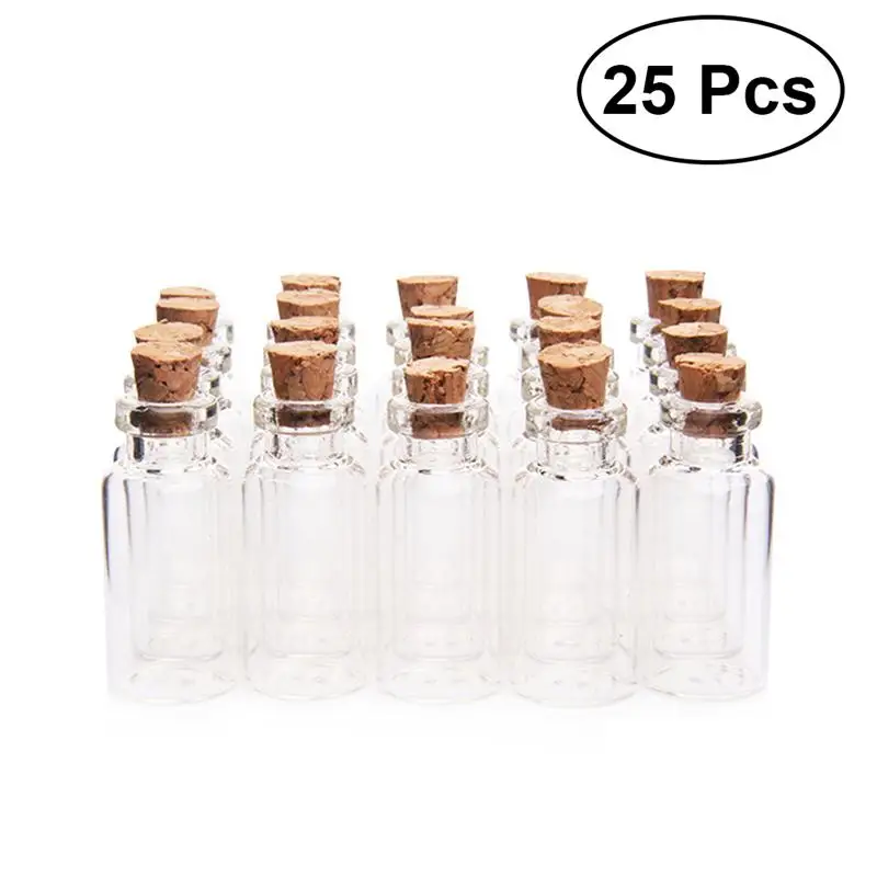 

25 Pcs Clear Small Mini Glass Jars with Cork Stoppers DIY Wish Bottles For Message Weddings Wish Party Favors 18x40mm