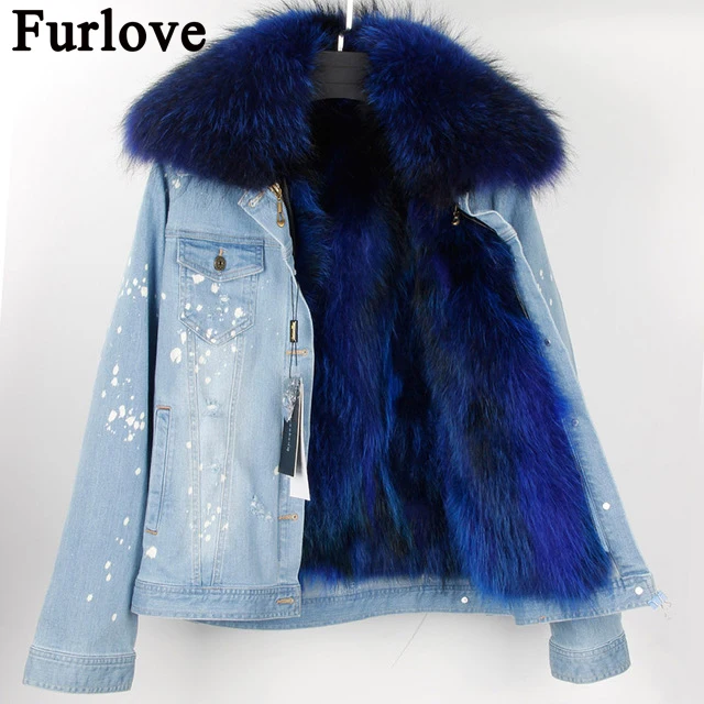Furlove 2017 Women Winter Jacket Large Raccoon Fur Collar Jacket Denim Real Raccoon Fur Lining Outwear Brand Style Parkas
Furlove 2017 Women Winter Jacket Large Raccoon Fur Collar Jacket Denim Real Raccoon Fur Lining Outwear Brand Style Parkas