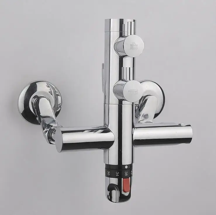 Bathroom faucet shower water mixer tap, Copper Dual handle thermostatic faucet chrome, Brass thermostatic faucet mixing valve
Bathroom faucet shower water mixer tap, Copper Dual handle thermostatic faucet chrome, Brass thermostatic faucet mixing valve