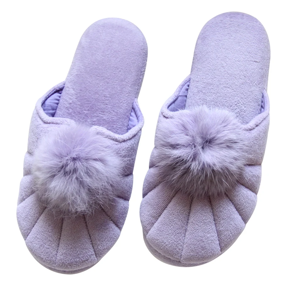 Cute Plush Ball Home Fur Slippers Women Indoor Bedroom Slippers Spring Autumn Floor Warm Shoes Dress Shoes Wedge Shoes From Fenxin 24 39 Dhgate Com