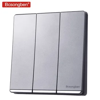 Bcsongben standard switch push button light switch wall Silver gray Nordic simple style 3 Gang 2 Way Switch AC 110-250V J2-3K2
Bcsongben standard switch push button light switch wall Silver gray Nordic simple style 3 Gang 2 Way Switch AC 110-250V J2-3K2