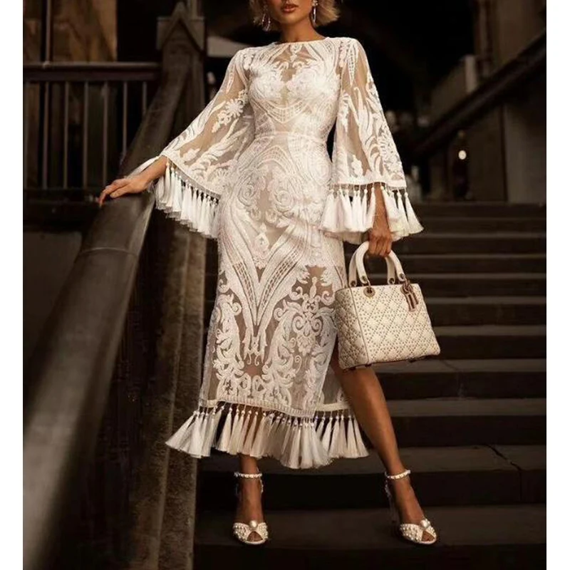 Formal Women White Runway Dress Female O-neck Full Flare Sleeve Long Dress Ladies Embroidery Spring Dress with Underskirt
Formal Women White Runway Dress Female O-neck Full Flare Sleeve Long Dress Ladies Embroidery Spring Dress with Underskirt