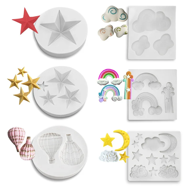 Star Cloud Moon Rainbow Sky silicone mold fondant mold cake decorating tools chocolate gumpaste mold
Star Cloud Moon Rainbow Sky silicone mold fondant mold cake decorating tools chocolate gumpaste mold
