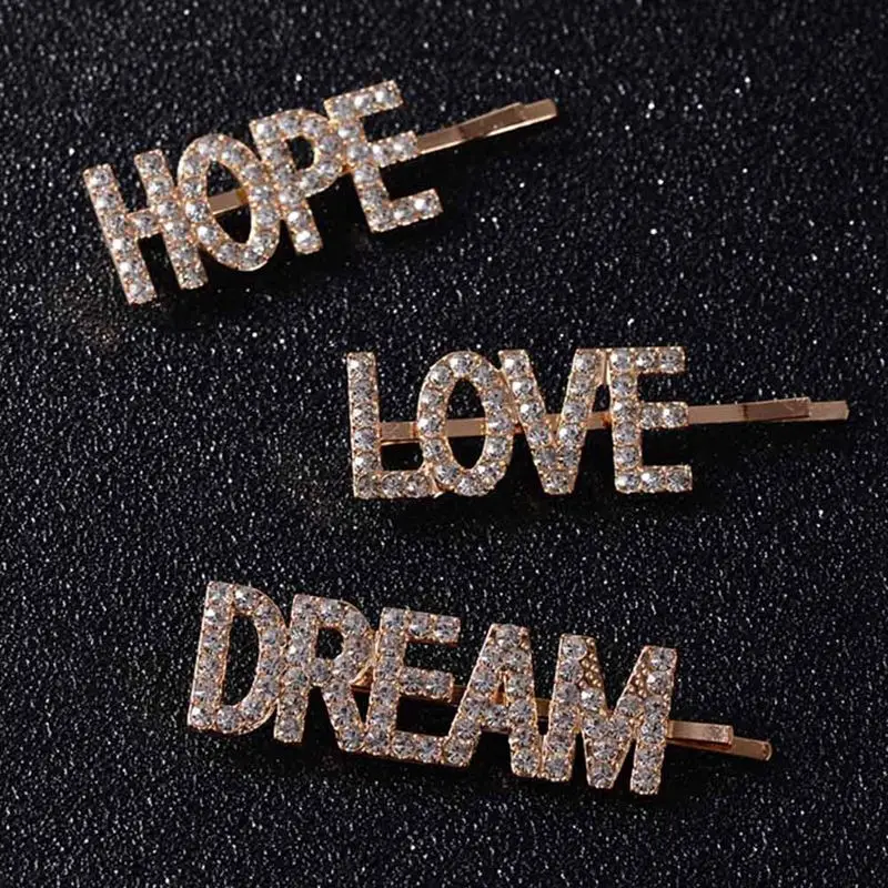 3 Pcs/set LOVE HOPE DREAM SWEET KISS SEXY GIRL Letter Crystal Hair Clips For Ladies Girl Wedding Rhinestone Headwear Pins Beauty
3 Pcs/set LOVE HOPE DREAM SWEET KISS SEXY GIRL Letter Crystal Hair Clips For Ladies Girl Wedding Rhinestone Headwear Pins Beauty