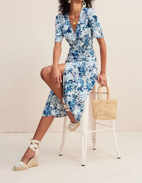 Women V-neck Floral Wrap Dress Summer Casual Tie Waist Short Sleeve Split Slim Dress
Women V-neck Floral Wrap Dress Summer Casual Tie Waist Short Sleeve Split Slim Dress
