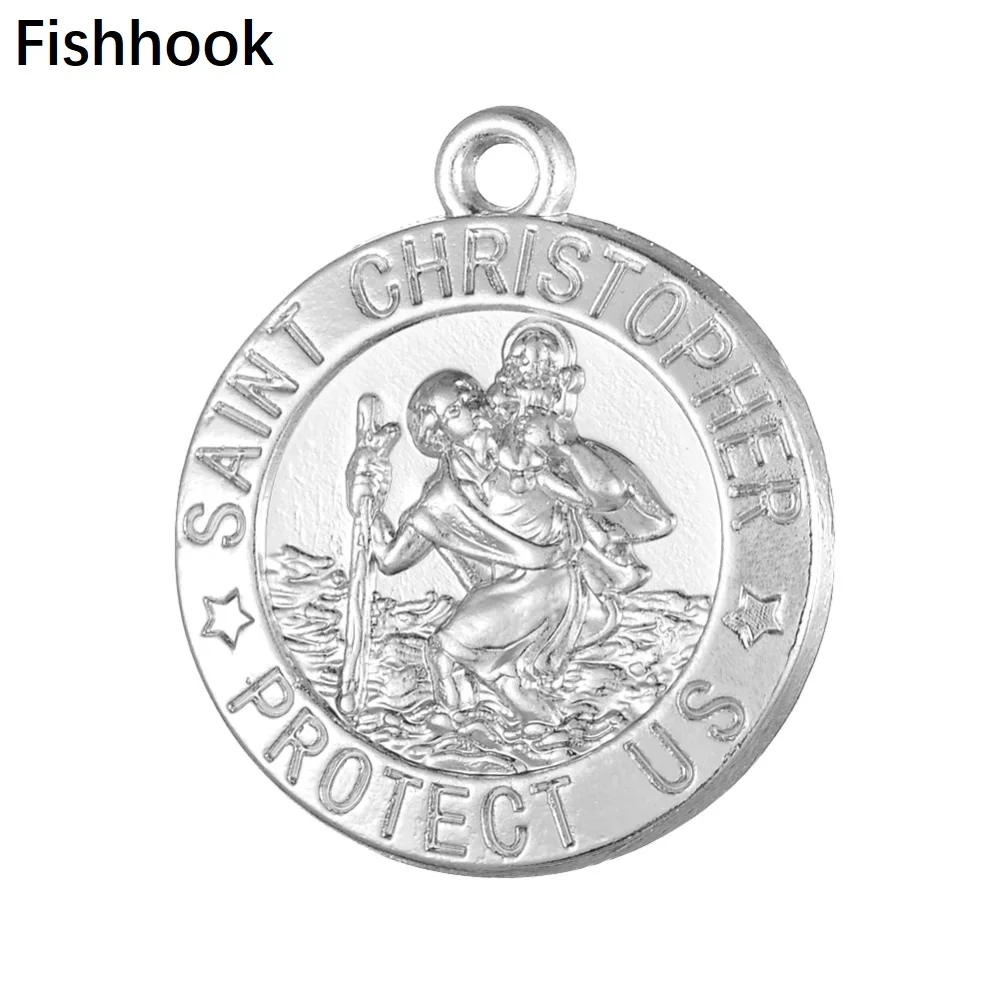 Fishhook 20pcs/lot St.christopher religious pendants for jewelry making Gold/Silver Color Round Charm for Necklace Jewelry Gift
Fishhook 20pcs/lot St.christopher religious pendants for jewelry making Gold/Silver Color Round Charm for Necklace Jewelry Gift