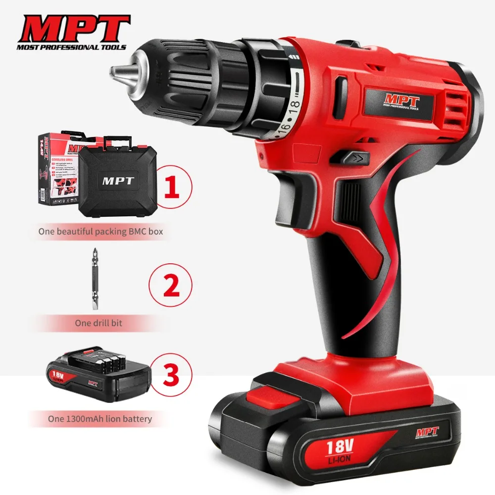 18V Cordless drill matched with 2 powerful lithium-ion batteries for a significant length of time and ensure efficiency
18V Cordless drill matched with 2 powerful lithium-ion batteries for a significant length of time and ensure efficiency