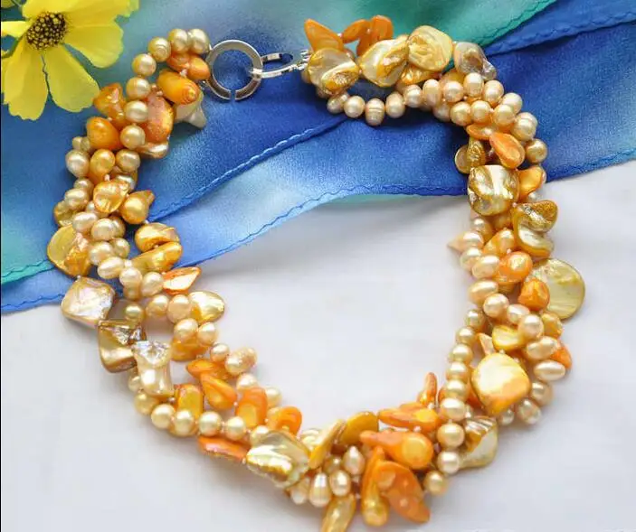 FREE SHIPPING>>>@@ > 3379 4strands YELLOW BAROQUE RICE FRESHWATER tail pearl SHELL necklace
FREE SHIPPING>>>@@ > 3379 4strands YELLOW BAROQUE RICE FRESHWATER tail pearl SHELL necklace