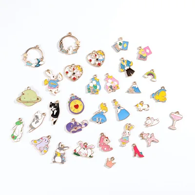15pcs Mix Alloy enamel Alice in wonderland charms Cat Rabbit pendants Cartoon Diy Handmade Earrings Material jewelry Accessories
15pcs Mix Alloy enamel Alice in wonderland charms Cat Rabbit pendants Cartoon Diy Handmade Earrings Material jewelry Accessories