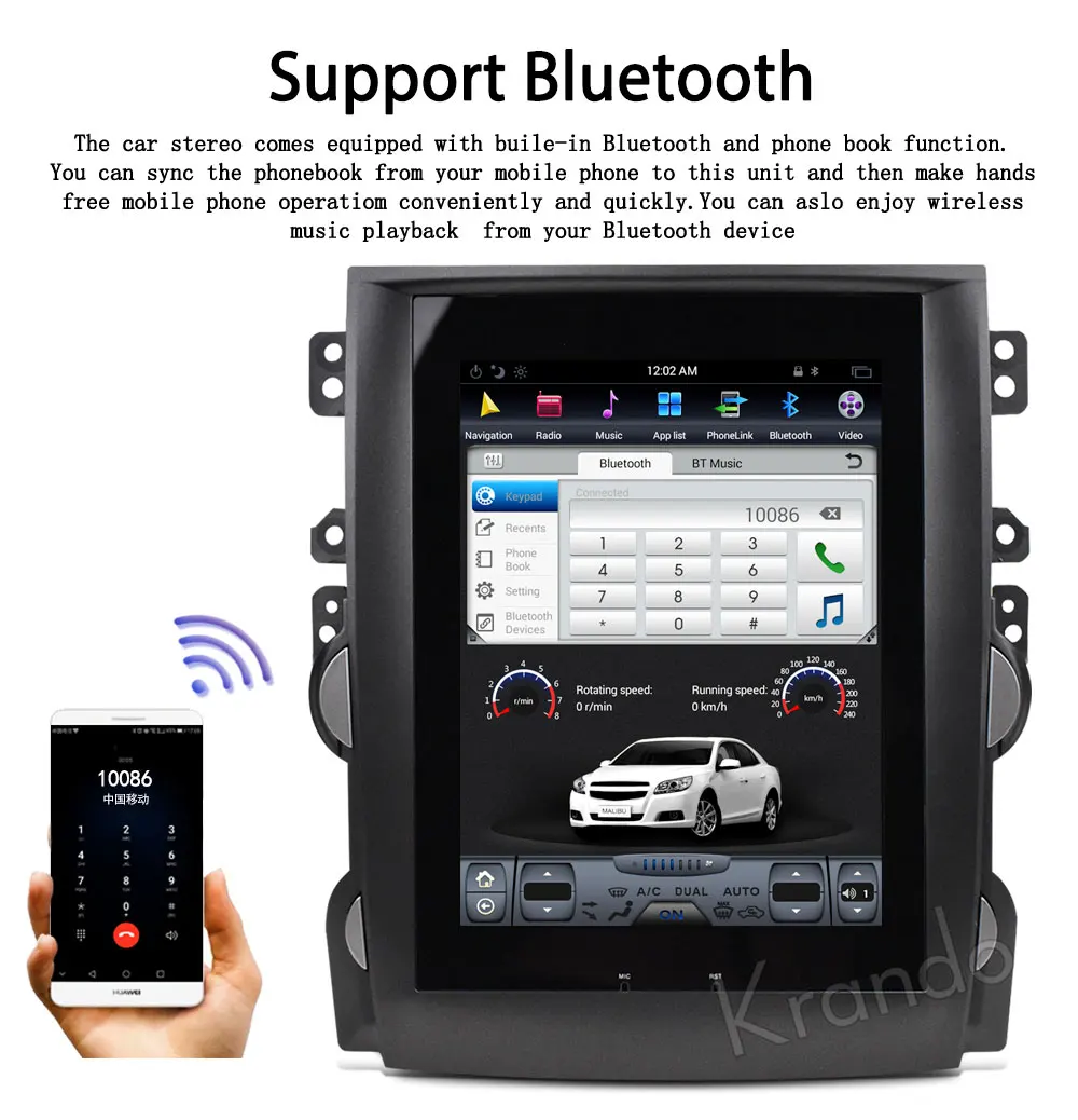 Perfect Krando Android 8.110.4" Tesla Vertical touch screen car multimedia player GPS for Chevrolet Malibu 2013-2015 entertainment 2