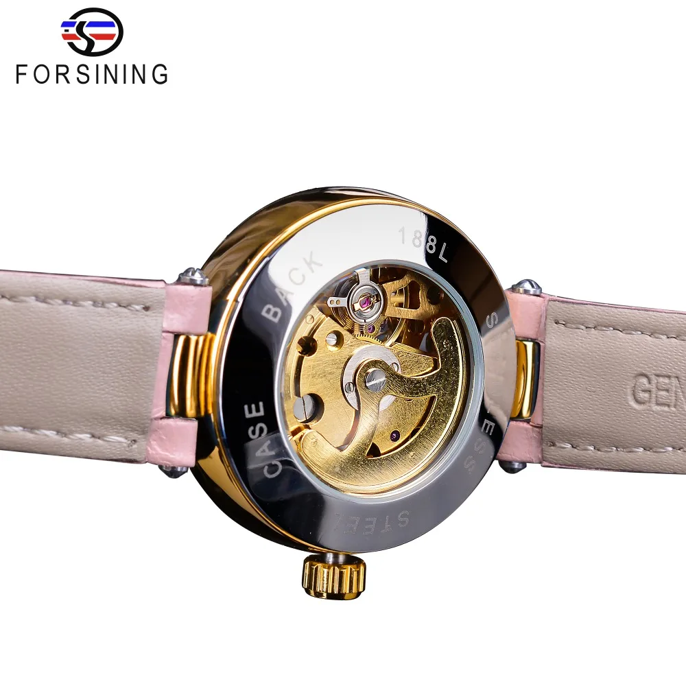 Часы наручные Forsining женские механические прозрачные брендовые Роскошные