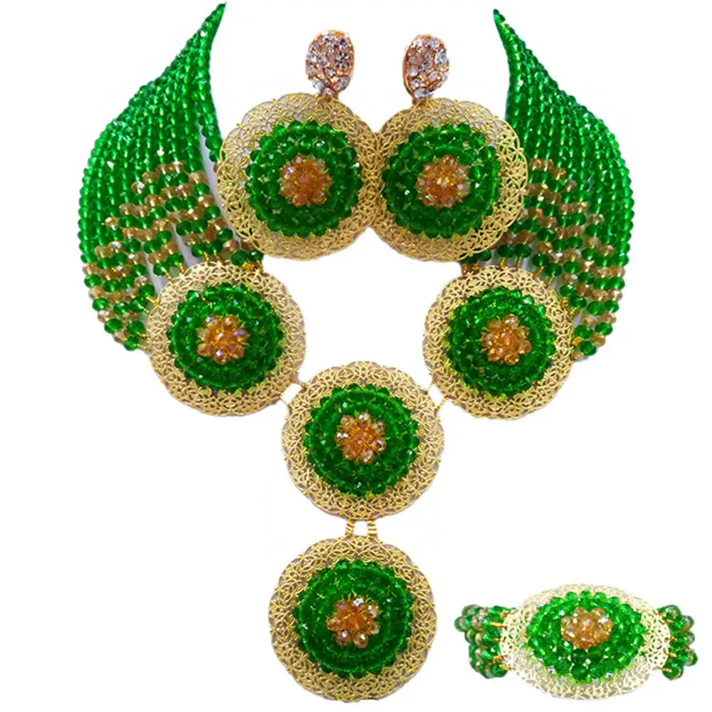 Green and Champagne Gold AB African Jewelry Necklace Sets Nigerian Wedding Beads Party Gifts 10PH04
Green and Champagne Gold AB African Jewelry Necklace Sets Nigerian Wedding Beads Party Gifts 10PH04