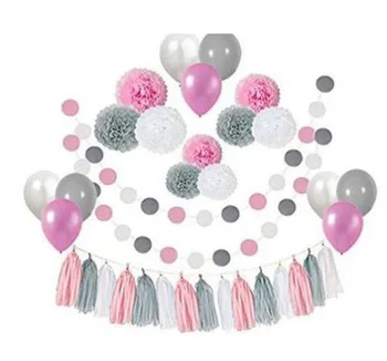 44pcs Baby Shower Decor Pink Gray White Paper Pom Poms Flowers Tissue Tassel Polka Dot Paper Garland Balloons for Girl Birthday
44pcs Baby Shower Decor Pink Gray White Paper Pom Poms Flowers Tissue Tassel Polka Dot Paper Garland Balloons for Girl Birthday