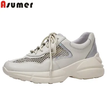 ASUMER 2020 new sneakers shoes women round toe lace up genuine leather shoes flat platform ladies shoes Ventilation mesh flats
ASUMER 2020 new sneakers shoes women round toe lace up genuine leather shoes flat platform ladies shoes Ventilation mesh flats