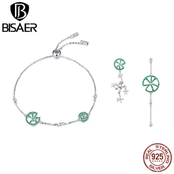 BISAER 925 Sterling Silver Green CZ Lotus Leaf Frog Bracelet and Earrings Jewelry Sets for Women Gifts with Gift Box ZHS073
BISAER 925 Sterling Silver Green CZ Lotus Leaf Frog Bracelet and Earrings Jewelry Sets for Women Gifts with Gift Box ZHS073