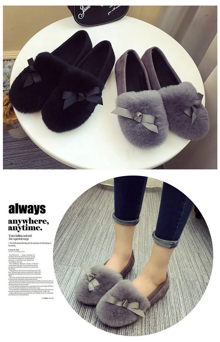 Fashion Lady Flcok Ankle Slip-On Booties 2018 New Autumn And Winter Women Warm Round Toe Short Plush Solid Shoe Size 35-40 M8D58 (23)