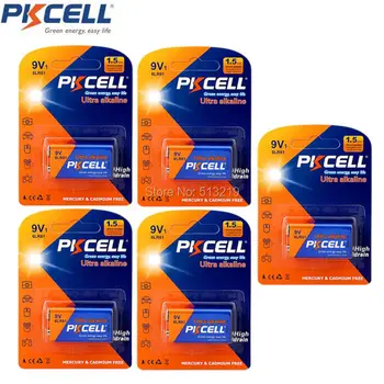 

5Pieces/5Card PKCELL 9V 6LR61 E22 Electronic thermometer MN1604 522 Super Alkaline Battery Superior 6F22