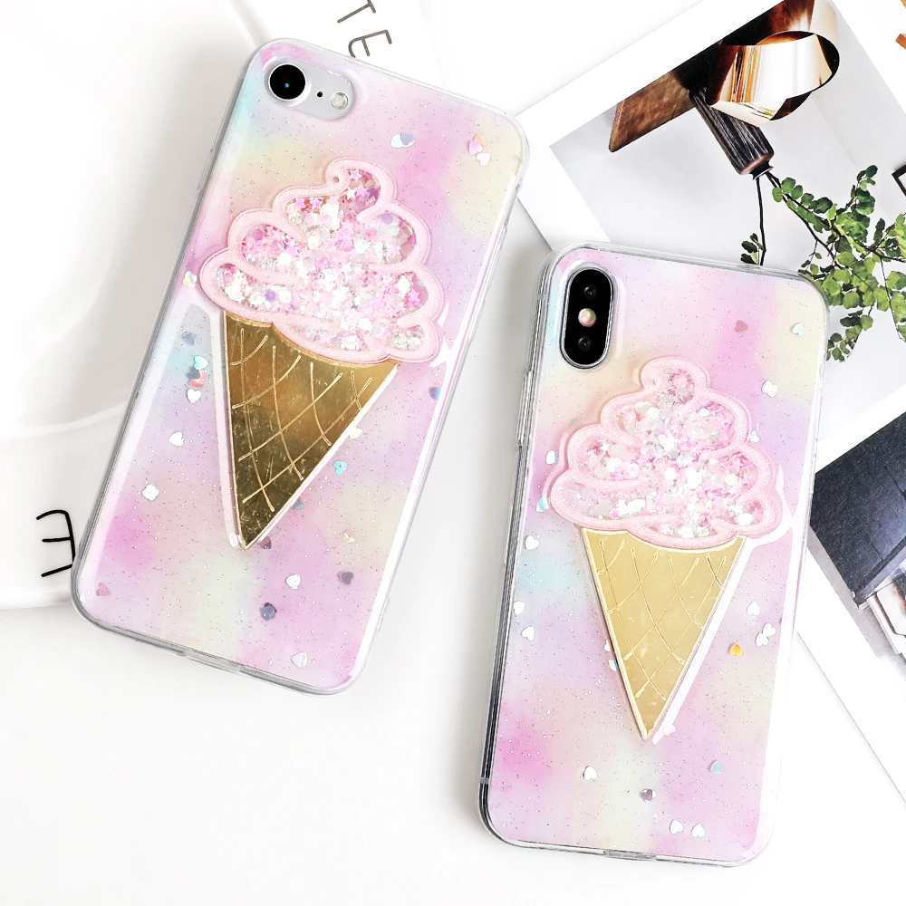 SUYACS 3D Ice Cream Gradient Flash Powder Phone Case For iPhone 6 6S 7 8 Plus X Epoxy Glitter Love Soft Shell Back Cover Coque
SUYACS 3D Ice Cream Gradient Flash Powder Phone Case For iPhone 6 6S 7 8 Plus X Epoxy Glitter Love Soft Shell Back Cover Coque