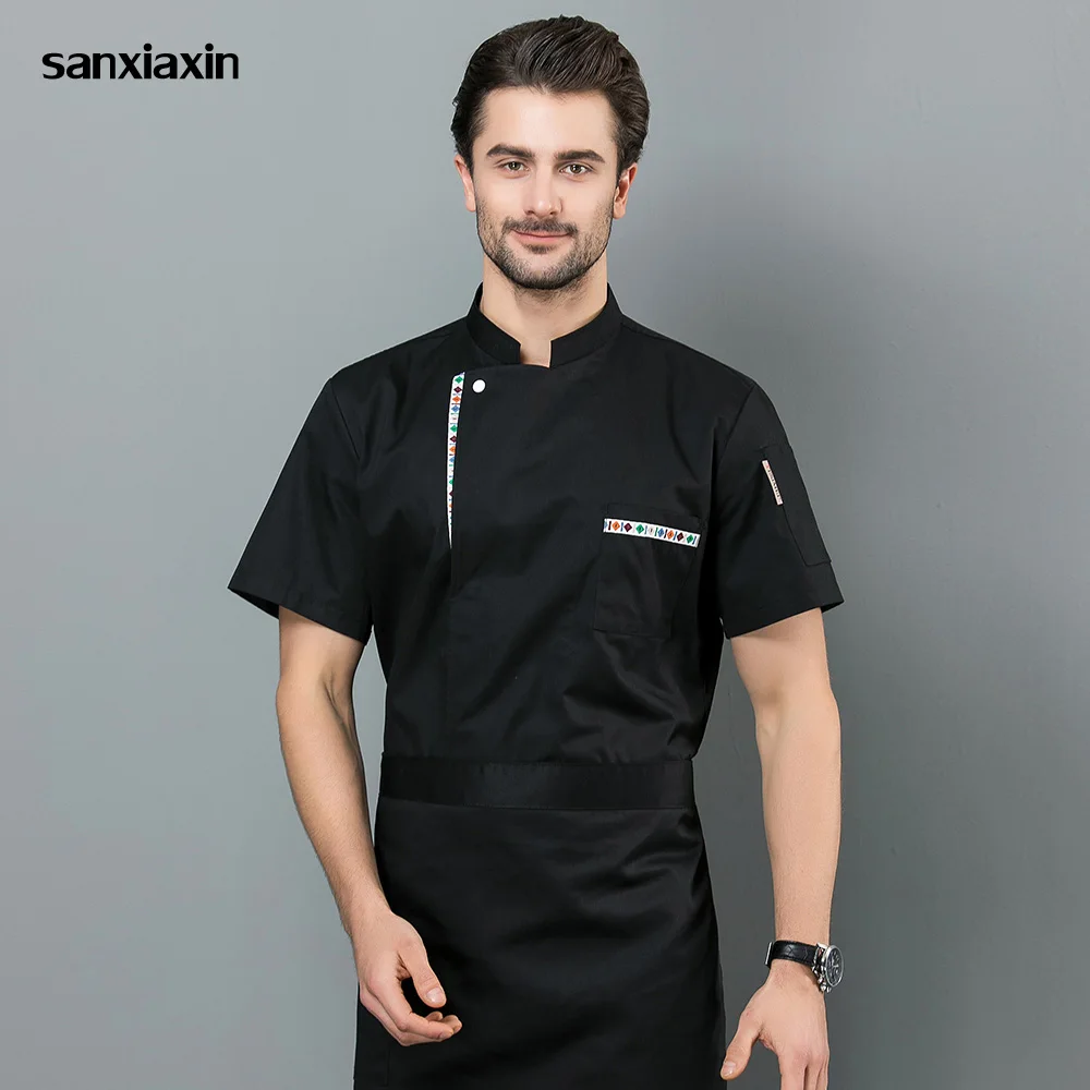 Food Service restaurant uniforms shirts 4-colors cotton Breathable Short sleeved hotel Kitchen Chef Jacket work clothes men new
Food Service restaurant uniforms shirts 4-colors cotton Breathable Short sleeved hotel Kitchen Chef Jacket work clothes men new