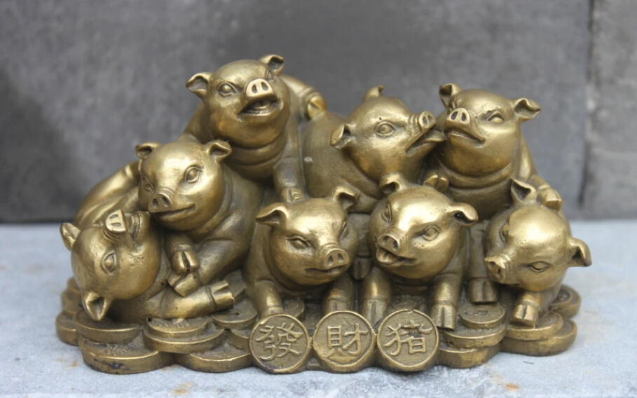 free Chinese Brass Copper Lucky Zodiac Wealth Pigs Home Feng Shui statue fast
free Chinese Brass Copper Lucky Zodiac Wealth Pigs Home Feng Shui statue fast