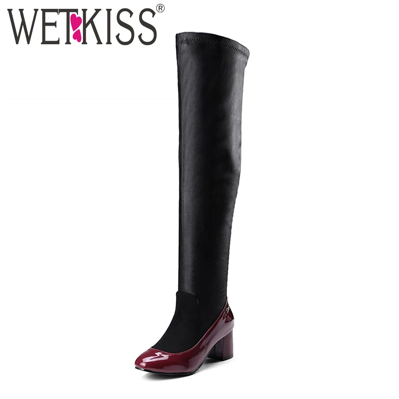 WETKISS Winter Warm High Heels Boots Women 2018 New Square Toe Over The Knee Boots Shoes Stitching Footwear Big Size 32-48
WETKISS Winter Warm High Heels Boots Women 2018 New Square Toe Over The Knee Boots Shoes Stitching Footwear Big Size 32-48